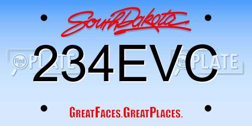 234EVC South Dakota License Plate