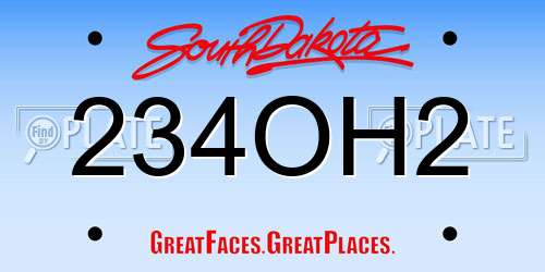 234OH2 South Dakota License Plate