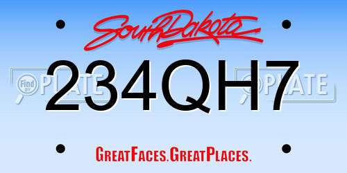234QH7 South Dakota License Plate