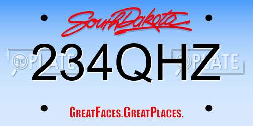 234QHZ South Dakota License Plate