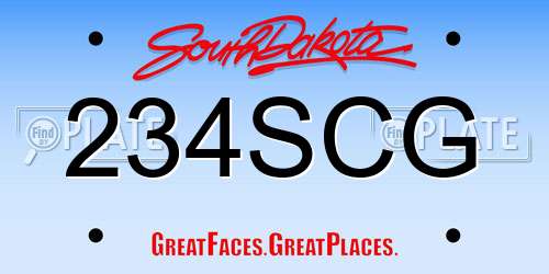 234SCG South Dakota License Plate