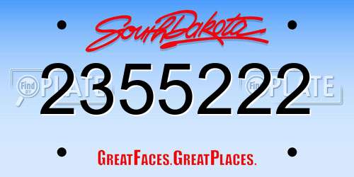 2355222 South Dakota License Plate