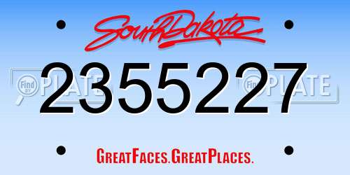 2355227 South Dakota License Plate