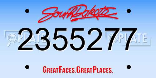 2355277 South Dakota License Plate