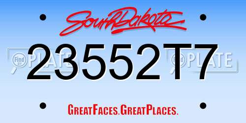23552T7 South Dakota License Plate