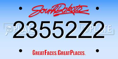 23552Z2 South Dakota License Plate