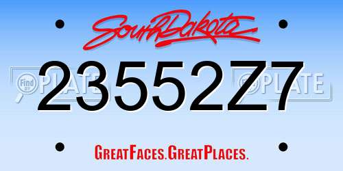 23552Z7 South Dakota License Plate