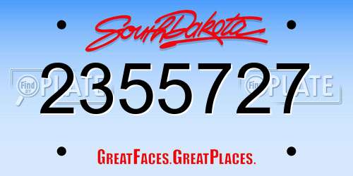 2355727 South Dakota License Plate