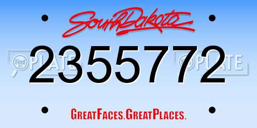 2355772 South Dakota License Plate