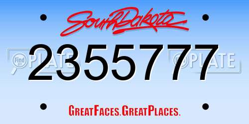 2355777 South Dakota License Plate