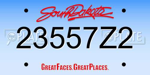 23557Z2 South Dakota License Plate