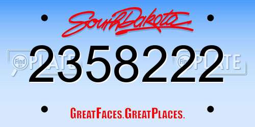 2358222 South Dakota License Plate