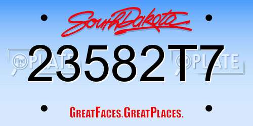 23582T7 South Dakota License Plate