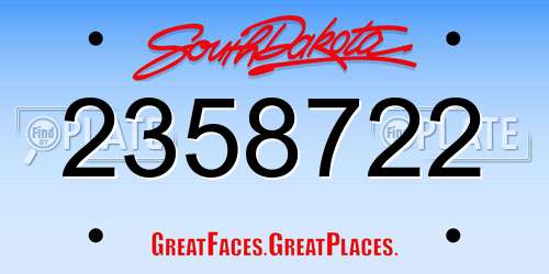 2358722 South Dakota License Plate
