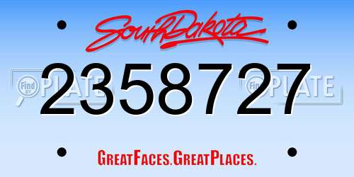 2358727 South Dakota License Plate