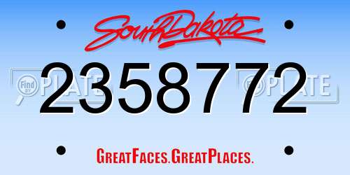 2358772 South Dakota License Plate