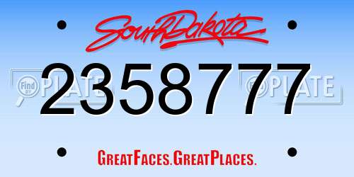 2358777 South Dakota License Plate