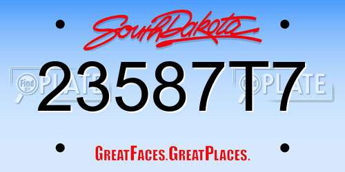 23587T7 South Dakota License Plate