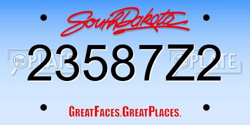 23587Z2 South Dakota License Plate