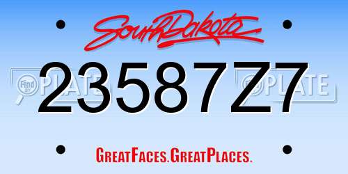 23587Z7 South Dakota License Plate