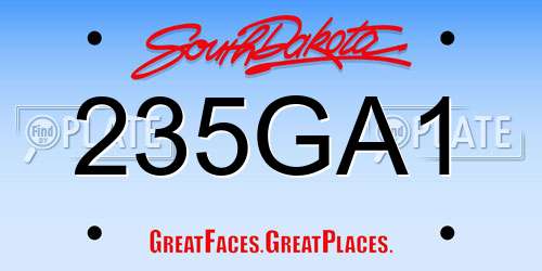 235GA1 South Dakota License Plate