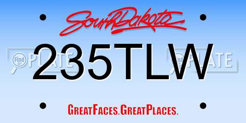 235TLW South Dakota License Plate