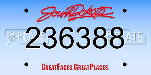 236388 South Dakota License Plate