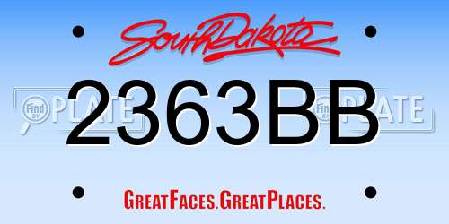 2363BB South Dakota License Plate