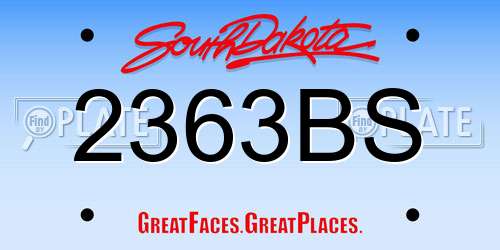 2363BS South Dakota License Plate