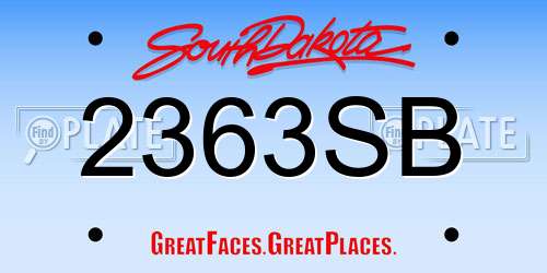 2363SB South Dakota License Plate
