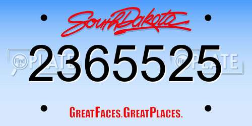 2365525 South Dakota License Plate