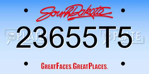 23655T5 South Dakota License Plate