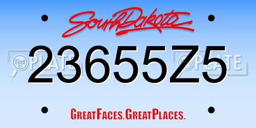 23655Z5 South Dakota License Plate
