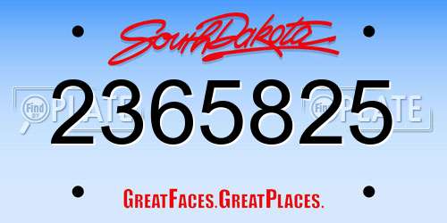 2365825 South Dakota License Plate