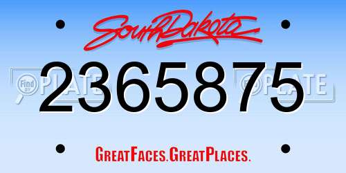 2365875 South Dakota License Plate