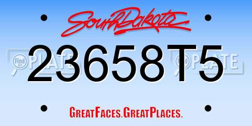 23658T5 South Dakota License Plate