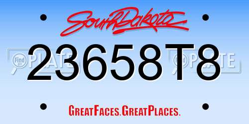 23658T8 South Dakota License Plate