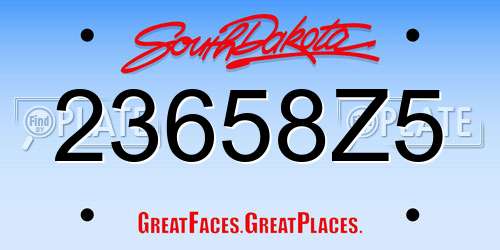 23658Z5 South Dakota License Plate