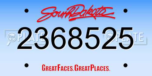 2368525 South Dakota License Plate