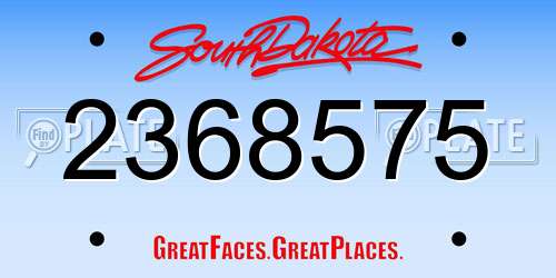 2368575 South Dakota License Plate