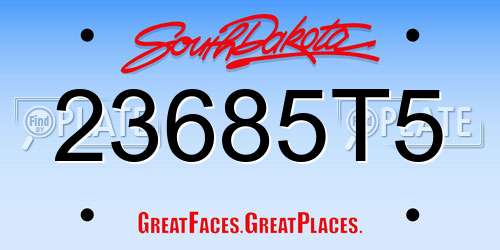 23685T5 South Dakota License Plate