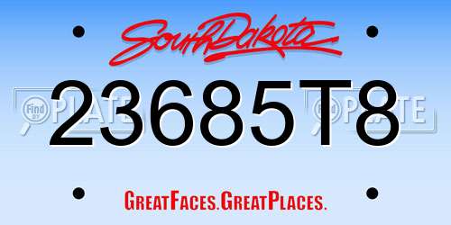 23685T8 South Dakota License Plate