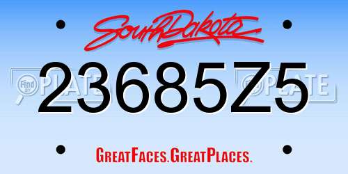 23685Z5 South Dakota License Plate