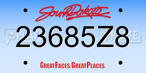 23685Z8 South Dakota License Plate