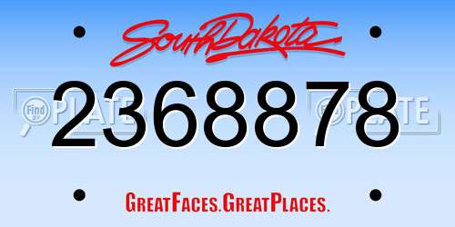 2368878 South Dakota License Plate