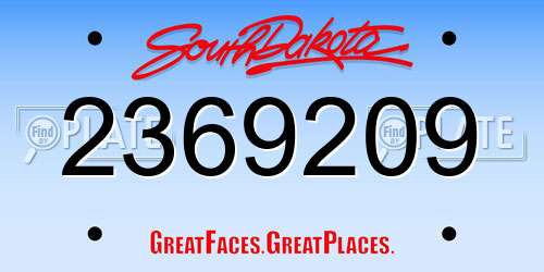 2369209 South Dakota License Plate