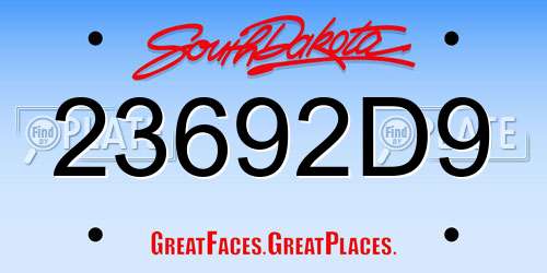 23692D9 South Dakota License Plate