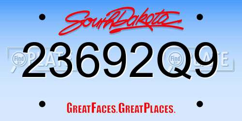 23692Q9 South Dakota License Plate