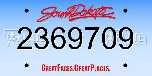 2369709 South Dakota License Plate