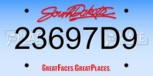 23697D9 South Dakota License Plate